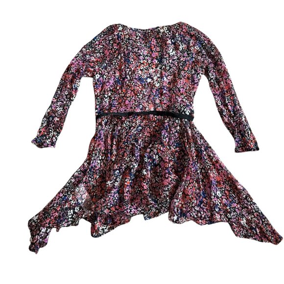 Maje Relana 100% Silk Mini Dress Floral Print Belted Cropped Sleeves Size Med 38 - Picture 7 of 12